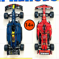 Technical MOC Red Blue Racing Car Model Building Block Assemble Bricks Toys For Boy Adult Christmas Birthday Gifts Home Decor