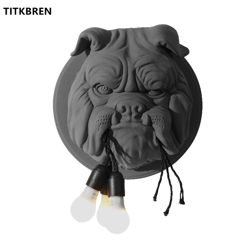 Nordic Animal Pet Dog Wall Lamp Living Room Dining Room Study Creative Designer Bulldog Home Lighting Sconce Fixtures