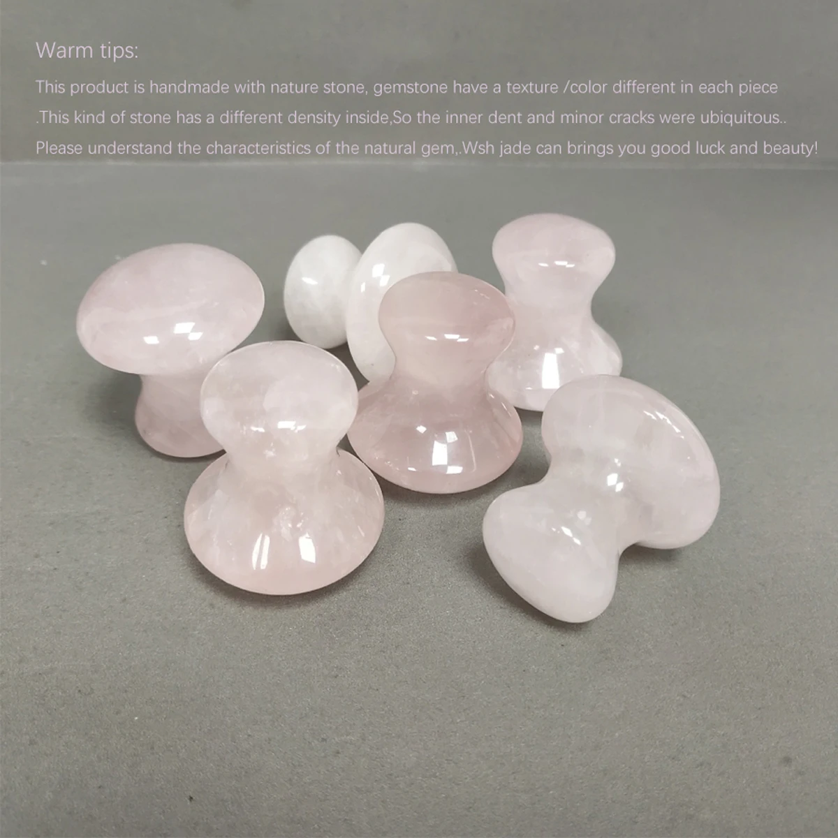 1PC Natural Rose Quartz Mushroom Shape Face Massager Jade Facial Roller Beauty Massage Eye Neck Health Skin Care Guasha Spa Tool