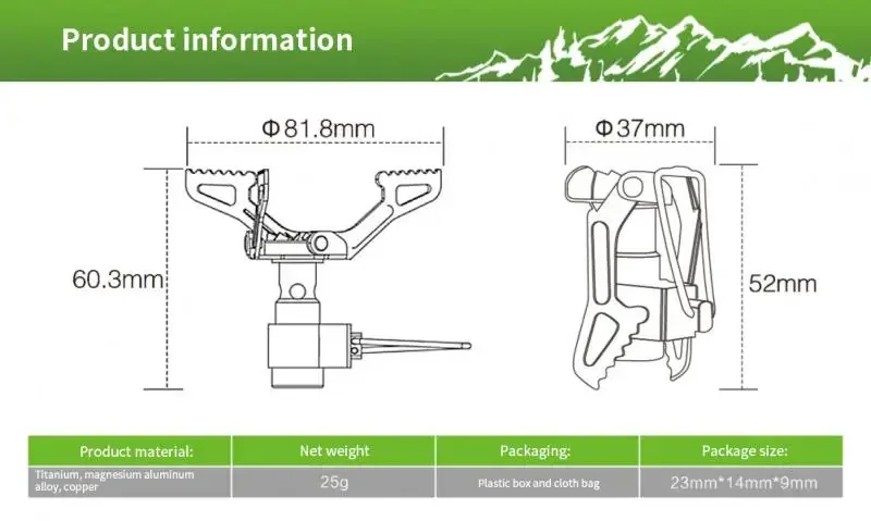 BRS في الهواء الطلق موقد غاز التخييم موقد غاز محمول صغير التيتانيوم موقد بقاء فرن جيب نزهة طباخ غاز brs-3000t