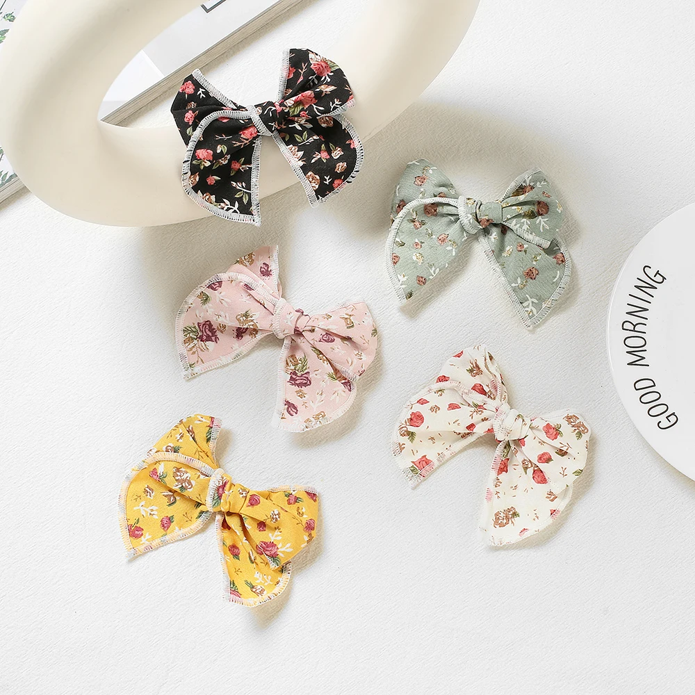 Baby Girl Floral Bow Hair Pin Bebe Hair Clips Head Pins Children Kids Barrettes For Young Girls Newborn Baby Accessories 1Pcs