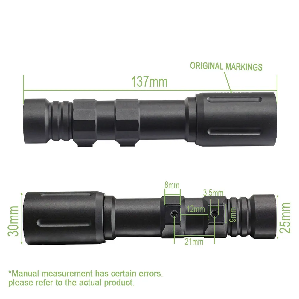 Fegyver OKW Zseblámpa Fém Reflektorfény Oka PL350 18650 18350 flashlights Harcászati Magas légnyomású levegő áram ledes ligh vel Meg nem látott Hiánytalan Jelölés