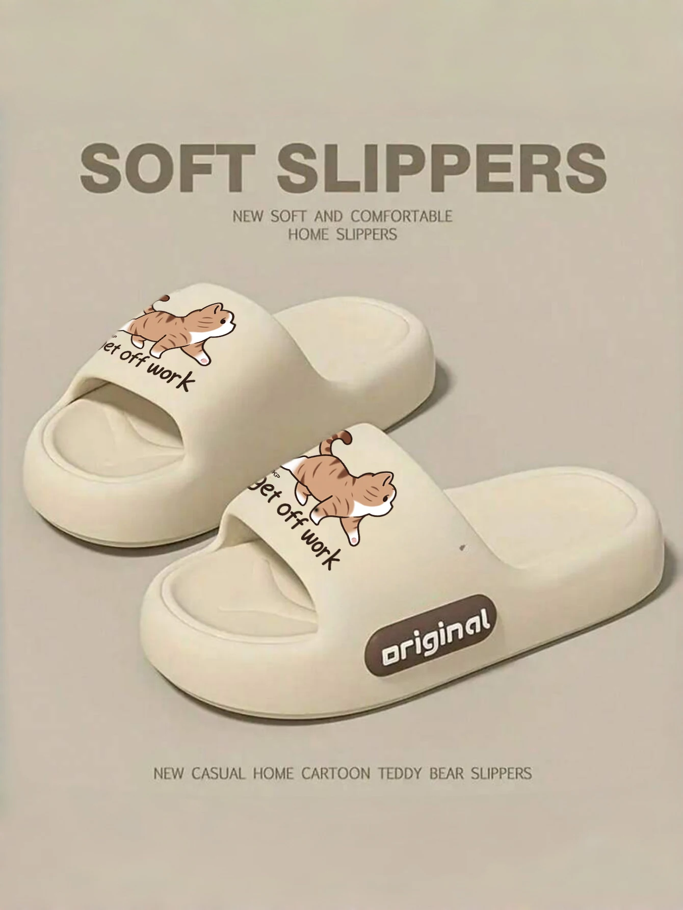 Unisex Couple Style Spring and Summer Eva Thick-Soled Soft-Soled Cartoon Cat Slippers for Indoor Bathroom, Outdoor Activities, Vacation, Fashion, Casual, Cute Style