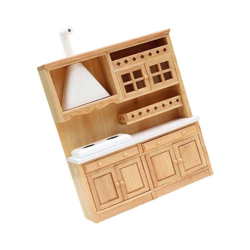 Tiny Wooden Cabinet For Dollhouses Bedroom Model Craft Miniature Home Decors