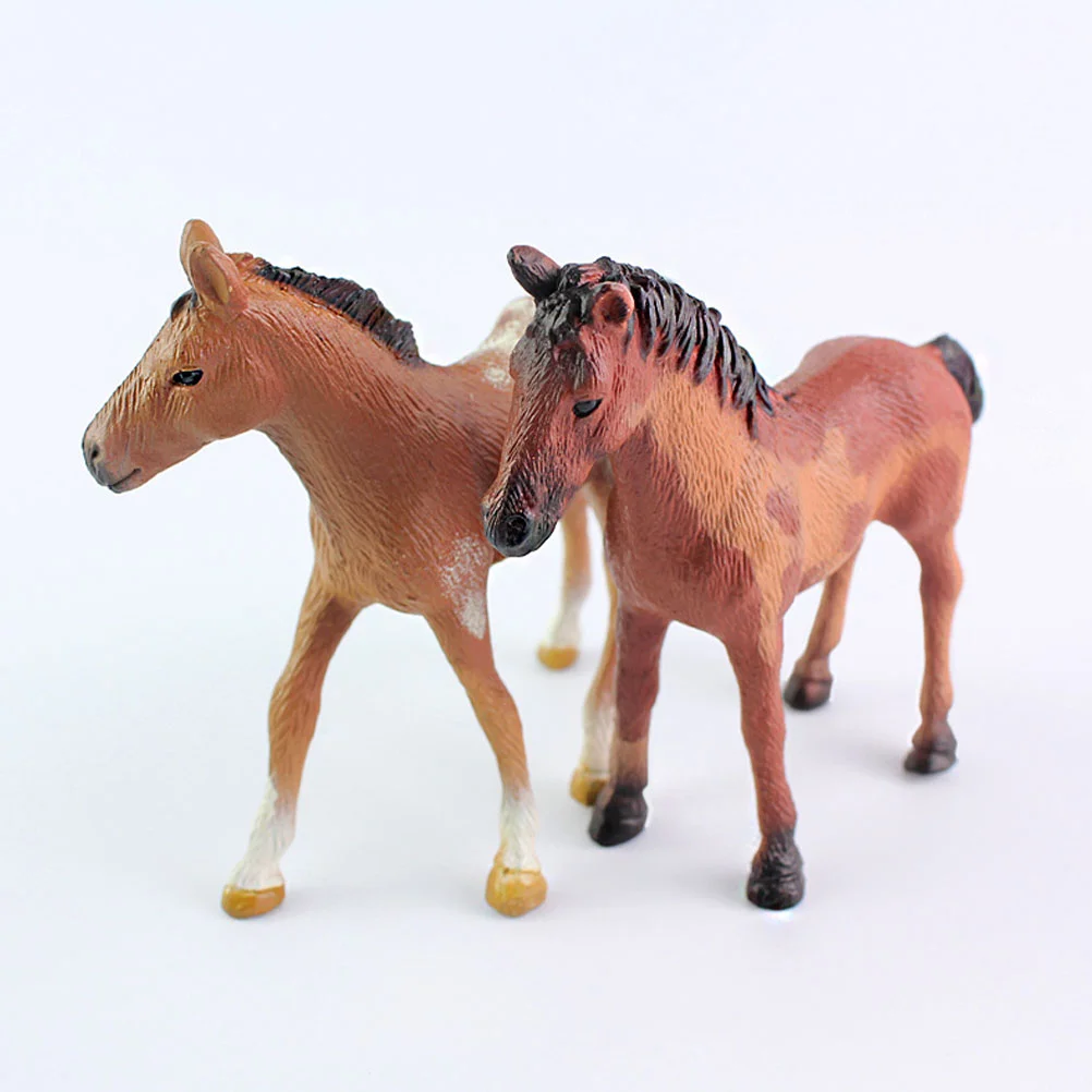 

4 Pcs Simulation Horse Household Decor Cartoon Decoration Toys Desktop Ornament Little Plastic Child