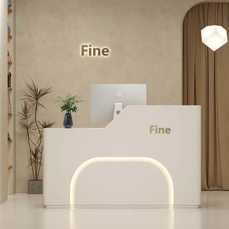 オーガナイザーがデザインしたレセプションデスク、モダンなショップ、ビューティーホワイトバー、高級ホテルのレセプションデスク、レストラン、事務所、ラウンジ家具