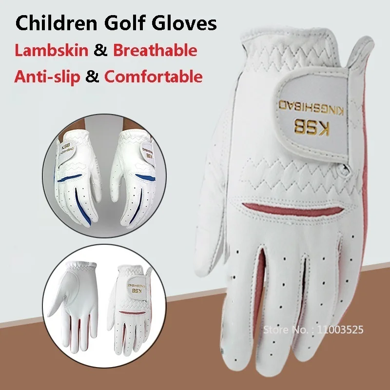 1 Pair Children Lambskin Golf Gloves Boys Girls Sheepskin Anti-skid Sport Mittens Kids Wear Resistant Left Right Hand Gloves