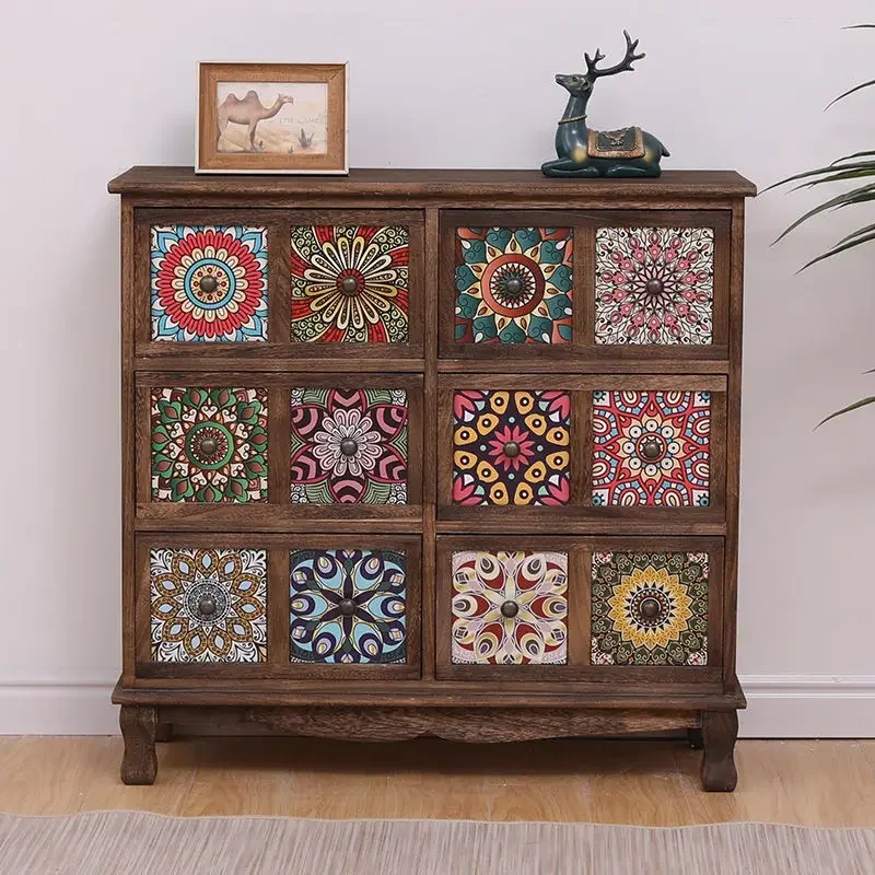 

American solid wood chest drawer storage cabinet living room locker balcony multi-layer locker bedroom painted cabinet