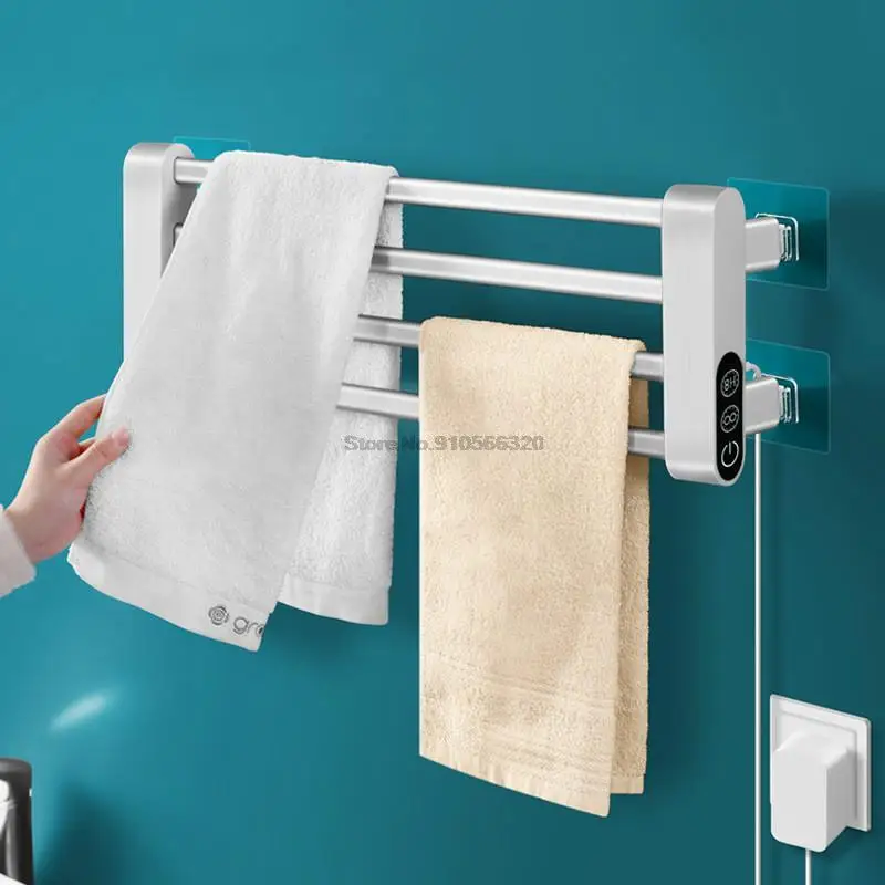 

Bathroom Towel Rack Aluminum Alloy Towel Drying Rack 90° Foldable Intelligent Constant Temperature Heating Rod Shelf