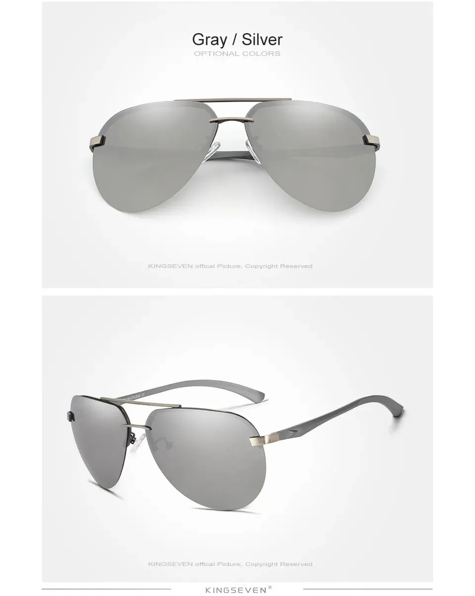 KINGSEVEN Pilot Aluminium Randlose Sonnenbrille Männer Rahmenlose Polarisierte Große-rahmen Gläser Frauen Casual Urlaub Outdoor Brillen – Detail 10