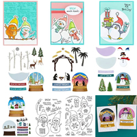 Christmas Tree Magical Snow Globe Cutting Dies Snowman Winter Animals Deer Penguin Stamps For DIY Scrapbooking Decor Card Making