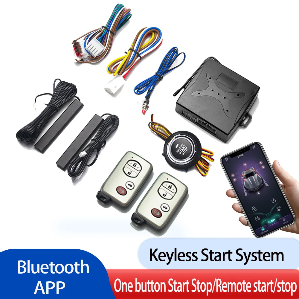 Phone Remote Start kit for Car Alarm With Autostart Engine Start Stop Ignition Button PKE Central Lock Automatic Keyless Entry