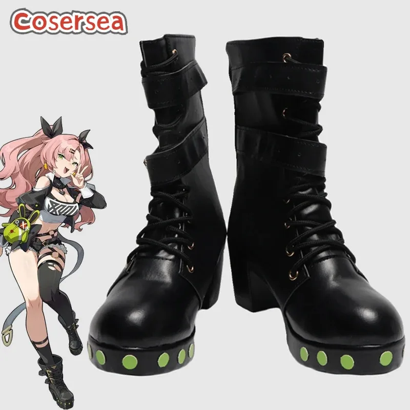 

Cosersea Nicole Demara Cosplay Shoes Zenless Zone Zero Nicole Demara High Heel Halloween Black PU Leather Cos Cosplay Shoes
