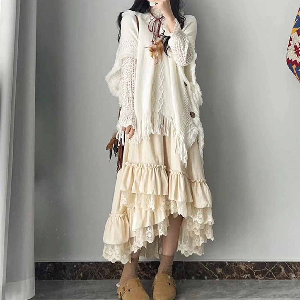 

Богемный вязаный свитер с кисточками на плечах, шарф с капюшоном, универсальный женский модный повседневный стиль для путешествий из лука