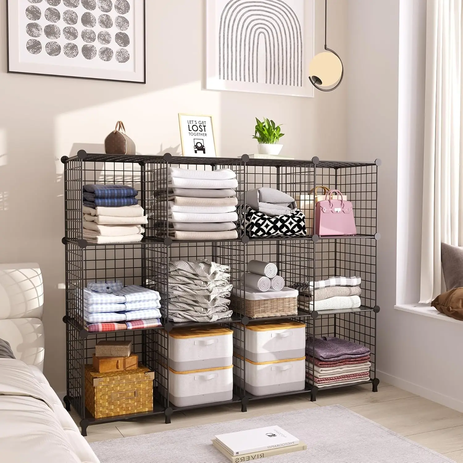 منظم وحدات 12 مكعب | رف سلكي موفر للمساحة لأي غرفة #4