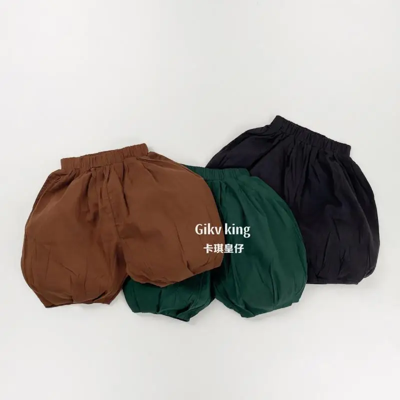2026 Summer New Children Loose Shorts Fashion Girls Thin Lantern Pants Cotton Boys Vintage Casual Shorts Solid Kids Clothes