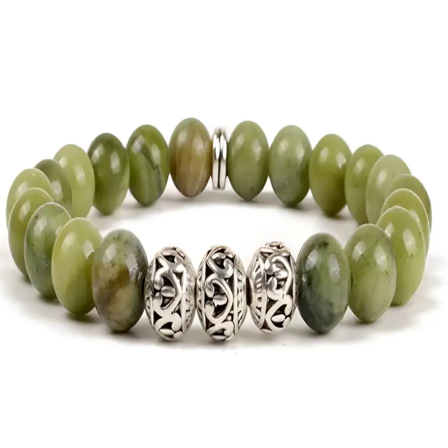 

8mm Green Agate Bracelet 7.5 inches Men's Hand Bodhi Mala tassel Bohemian Energy Women Stone Tibetan Nirvana Buddha Spiritual