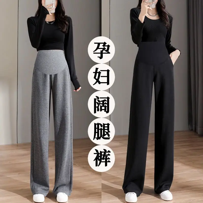 Pregnant Women Belly Pants Loose Fashion Leisure Wide-legged Pants Maternity Straight Trousers Maternity Clothes