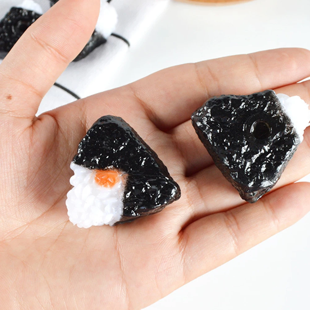 

4 Pcs Mini Japanese Food Simulated Sushi Rice Ball Triangle Nori Snack Decor House Accessory Realistic Model Miniature