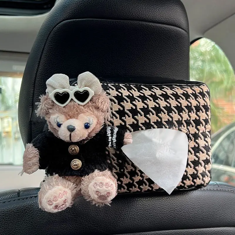 หมีน้อยน่ารักสร้างสรรค์กล่องกระดาษทิชชูรถที่นั่งด้านหลังด้านหลังถุงกระดาษแขวนภายในกระดาษทิชชูตกแต่ง