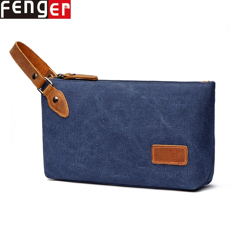 Hand-held simple washable and wear-resistant canvas toiletry bag, large pocket cosmetics, travel portable makeup bag