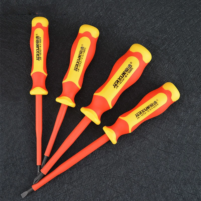 Insulated Screwdriver Cross Electrician Screwdriver High-Voltage Flat Head Screwdriver Magnetic Plum Blossom Screwdriver Cone