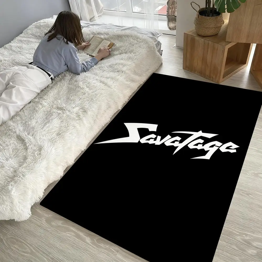 

S-SavatageS Heavy Rock Band Floor Mat Soft Thickened Non-Slip Door Mat for Living Room Home Decor Flannel Rugs
