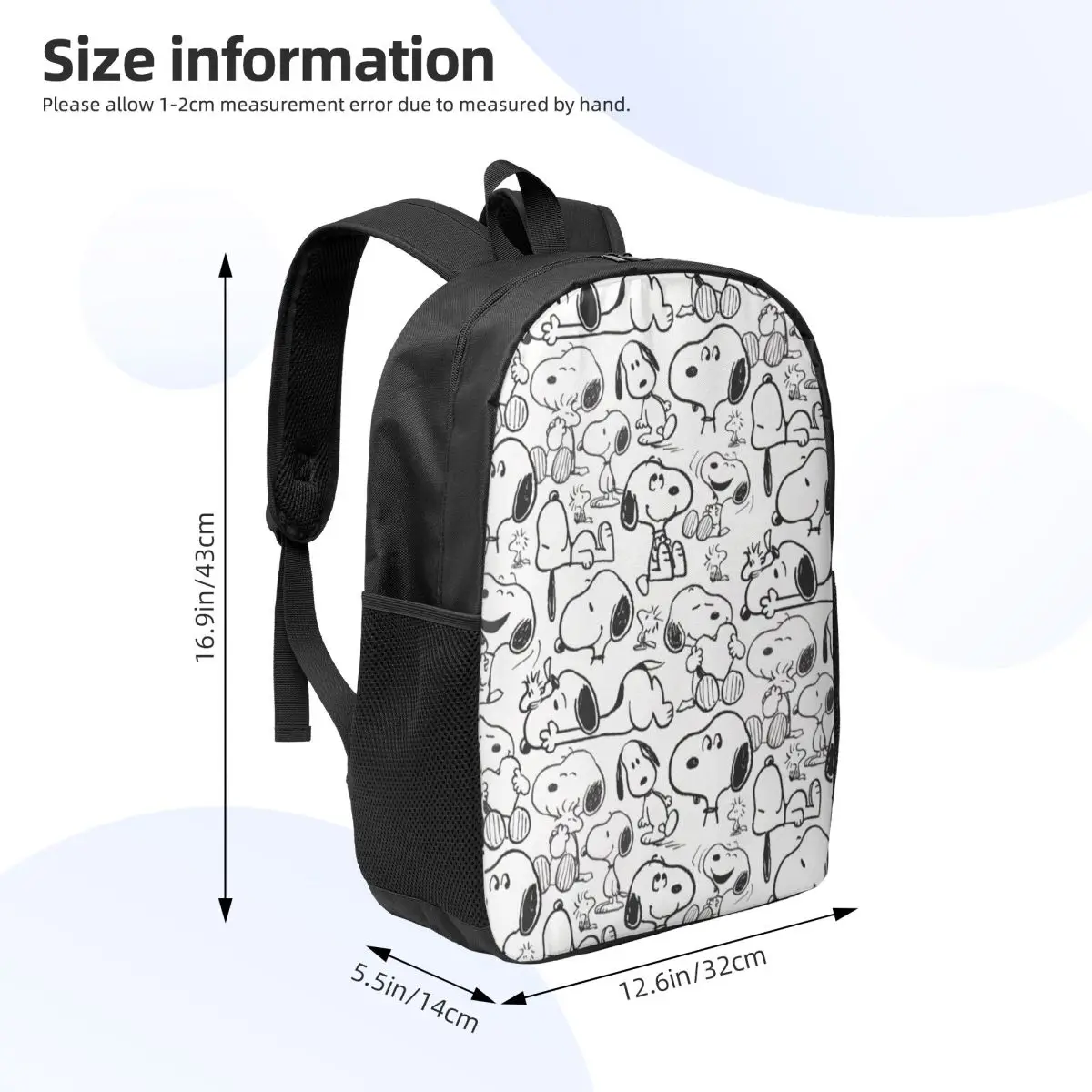 Custom S-Snoopys Smile Giggle Laugh Pattern Backpack for Men Women Water Resistant School College Bag Printing Bookbag