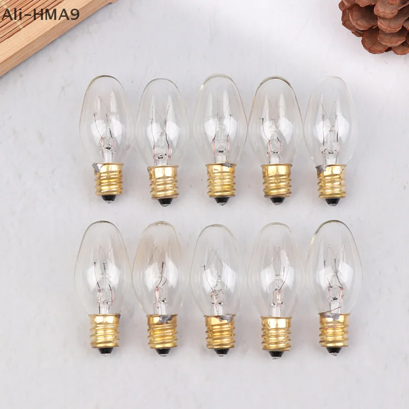 

10Pcs E12 120V 7W Transparent Warm Yellow Color Tungsten Lamp Light Bulb For Decoration Salt Rangehood Refrigerator Lamp