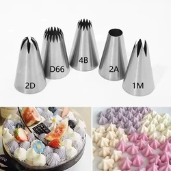 5pc Piping Nozzle Cream Cake Cupcake Drop Flower Rose Pastry Nozzles Cookies Baking Tools Decorating Tips#1M 2D 2A 4B D66