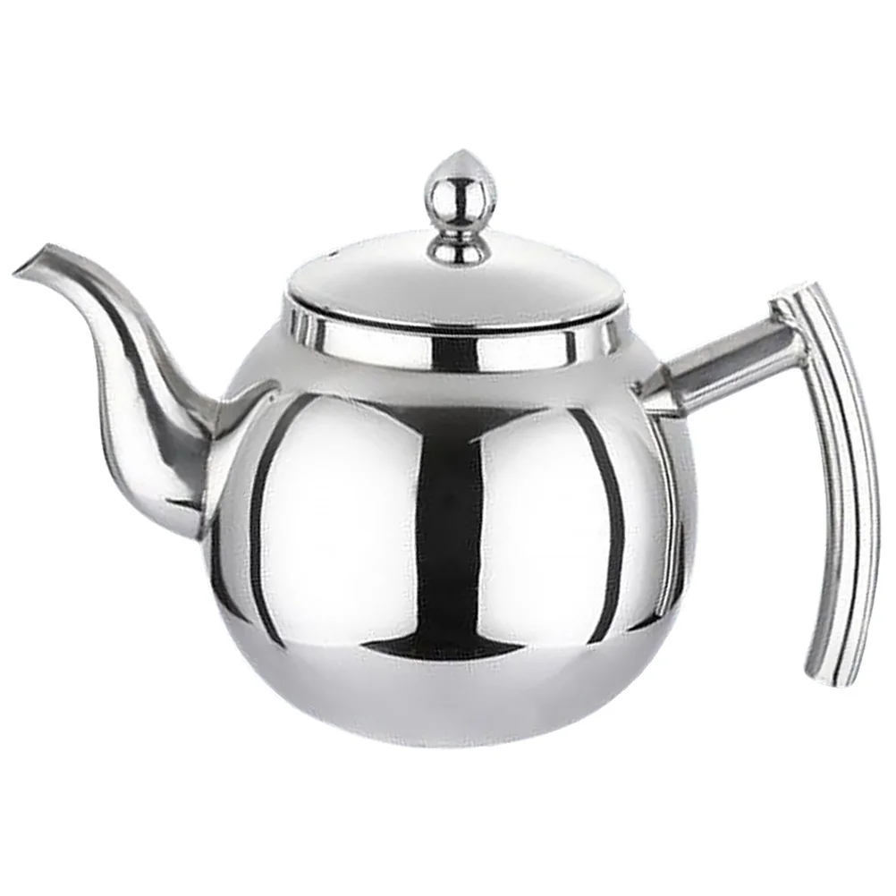 

Stainless Steel Tea Pot Compact Portable Metal Tea Kettle with Handle for Home Office Tearoom Use Modern Teapot