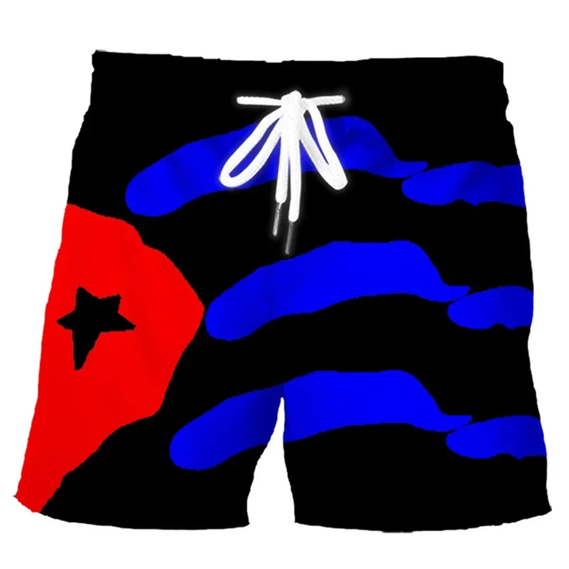 Pantalones cortos de playa con estampado 3D de bandera cubana Retro para hombre, pantalones cortos informales con patrón de cubo callejero, pantalones cortos de verano de secado rápido para tabla de Surf