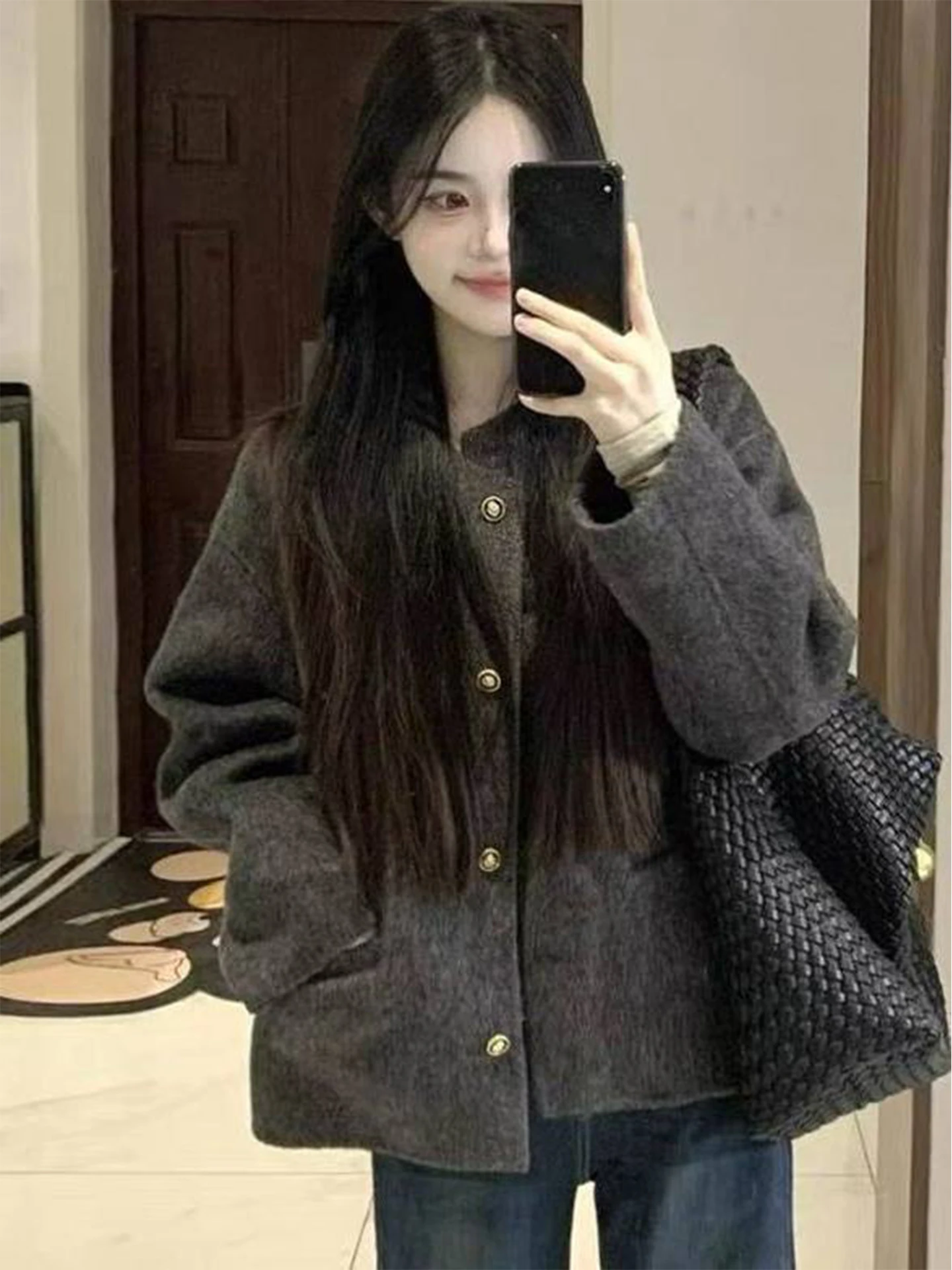 Thiened ort wollen jas voor dames Sli Pendelen Sle Faionable Uniek ontwerp Herfst Winter Nieuwe collectie Dames Jaet