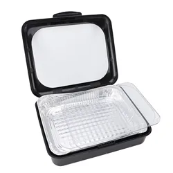 Foil Storage and Carrying Tray Insulated Stackable Portable Aluminum Foil Pans Foil Tray Carrier with Lid for Hot Or Cold Food