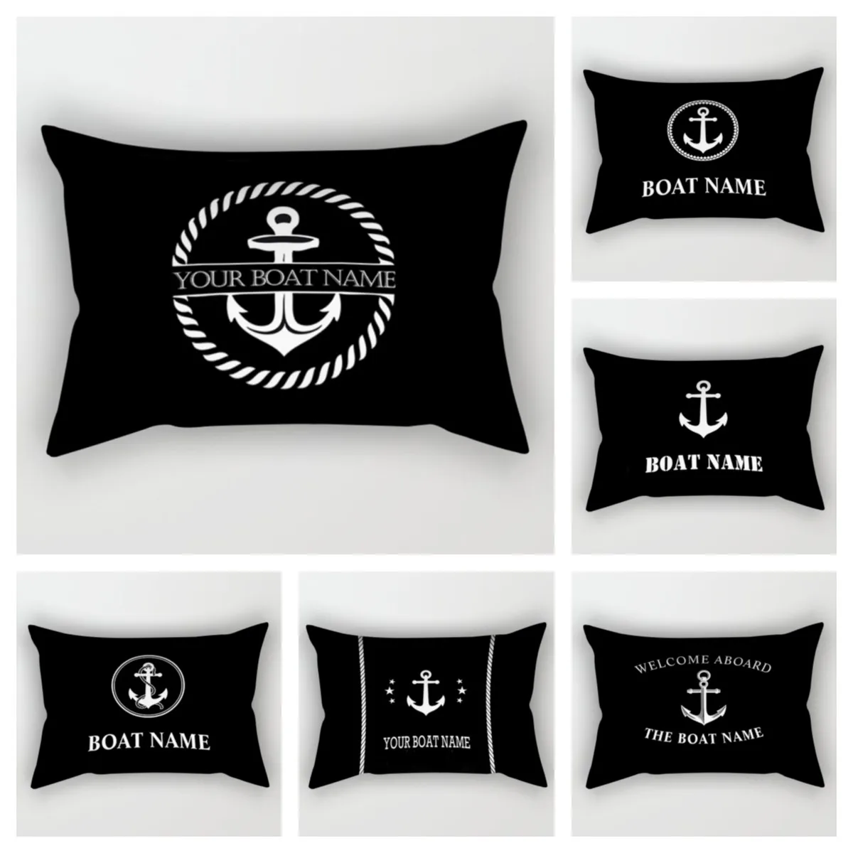 Black Nautical Decoration Home Decoration Lumbar Pillow Cover 30*50 Sofa Decoration Cushion Cover 40*60 Customizable