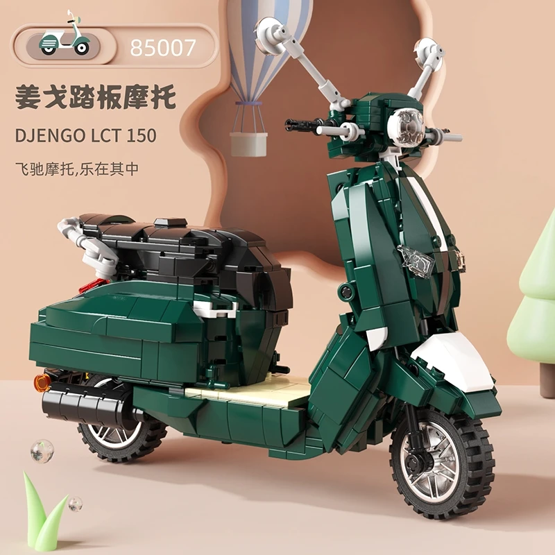 大人と子供のためのmoc-オートバイのビルディングブロック,車のモデルキット,オートバイのレンガセット,DIYスクーター,男の子と女の子へのギフト,家の装飾