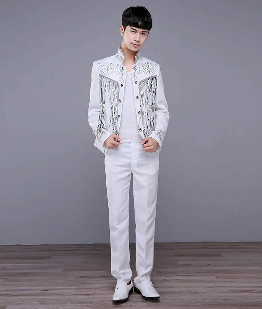 Graceful Glittering Dance performance ancient palace suit Men's Stage Costume Party Gowns Homecoming Gowns prom dresses