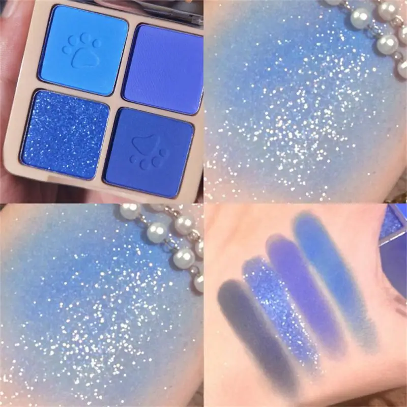 4 Colors Glitter Eyeshadow Palette Create Shiny Fashionable Eye Makeup Palette Lasting Blue Purple Eye Shadow Palette Cosmetics