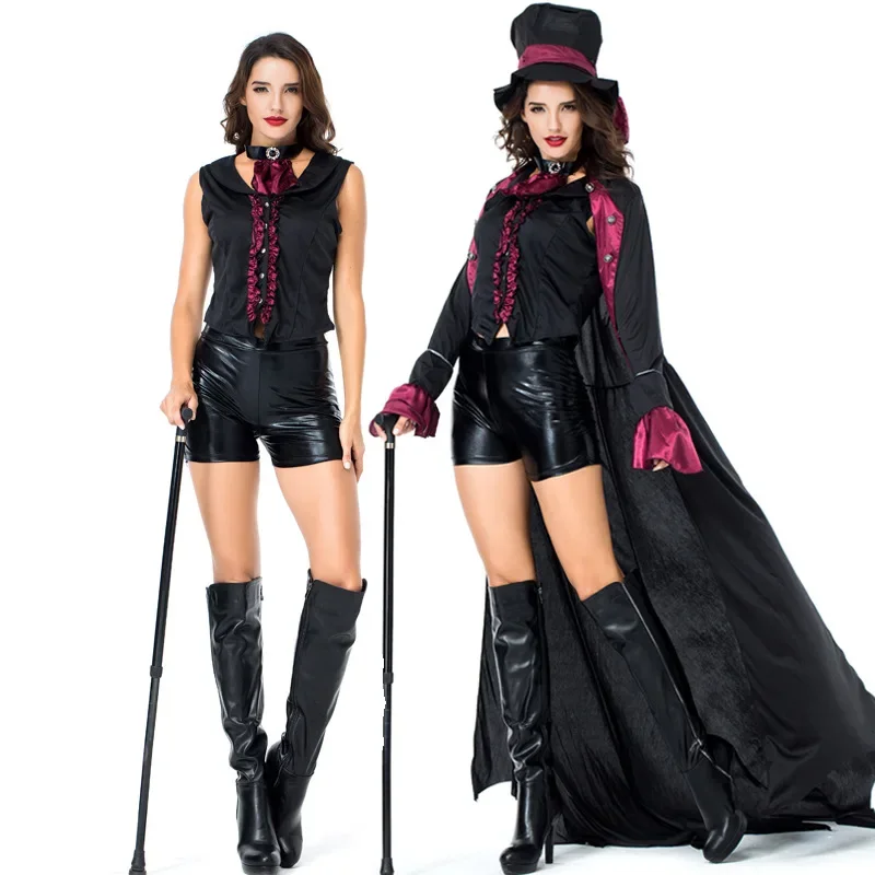 Deluxe Vampire Earls Costume Cosplay per adulto Costume di Halloween per le donne Carnival Party Bat Dress Up Suit