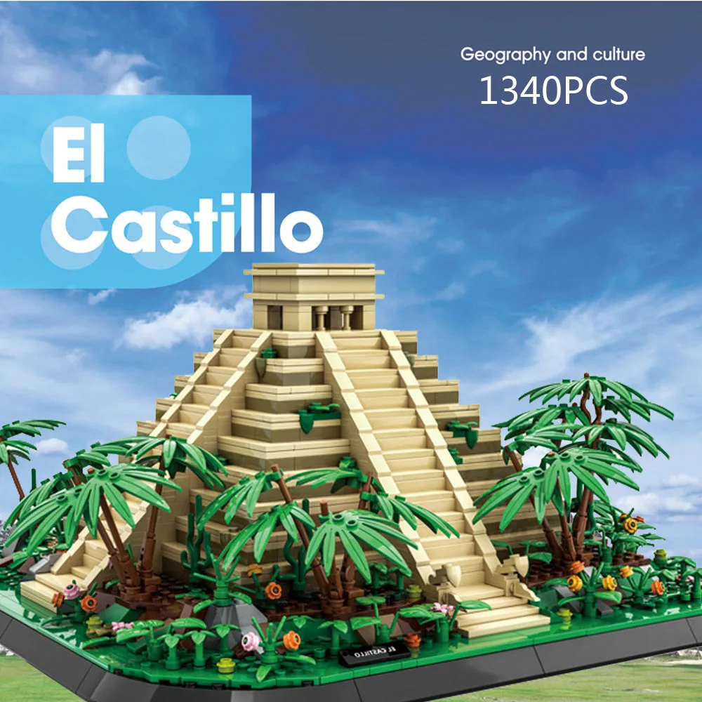 마야 역사 문화 건축물 멕시코 엘 카스티요 모델 세트 창의적 블록 조립 교육용 장난감