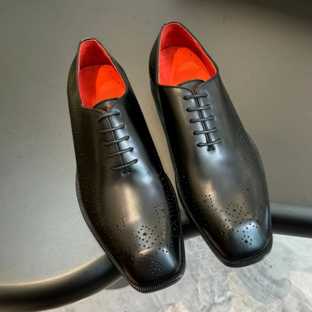 

Мужские шикарные модельные туфли из натуральной кожи, пара подарков на день Святого Валентина, прочная стильная нежная официальная обувь премиум-класса, аксессуар