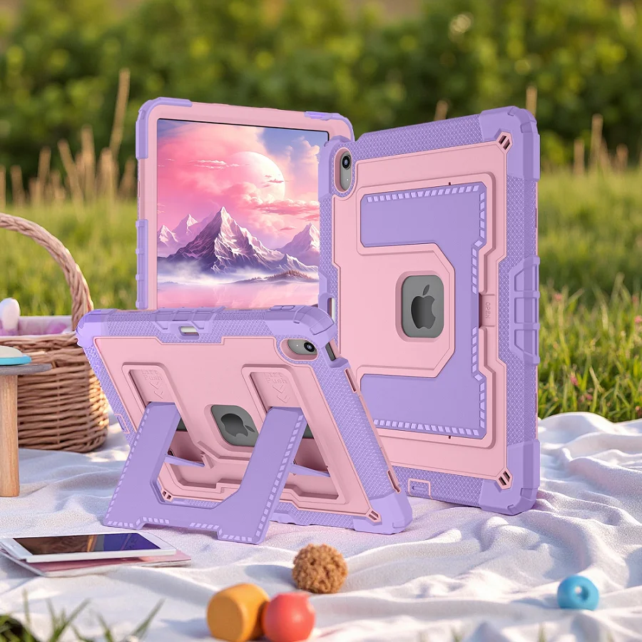 

Shockproof Rugged Case for iPad Air 13/11/10.9 Inch, with Handle Stand & Pen Tray, Soft Silicone Protective Cover for Air5/Air4