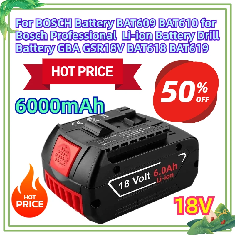 

For BOSCH 18V Battery BAT609 BAT610 for Bosch Professional Li-ion Battery Drill Battery GBA GSR18V BAT618 BAT619