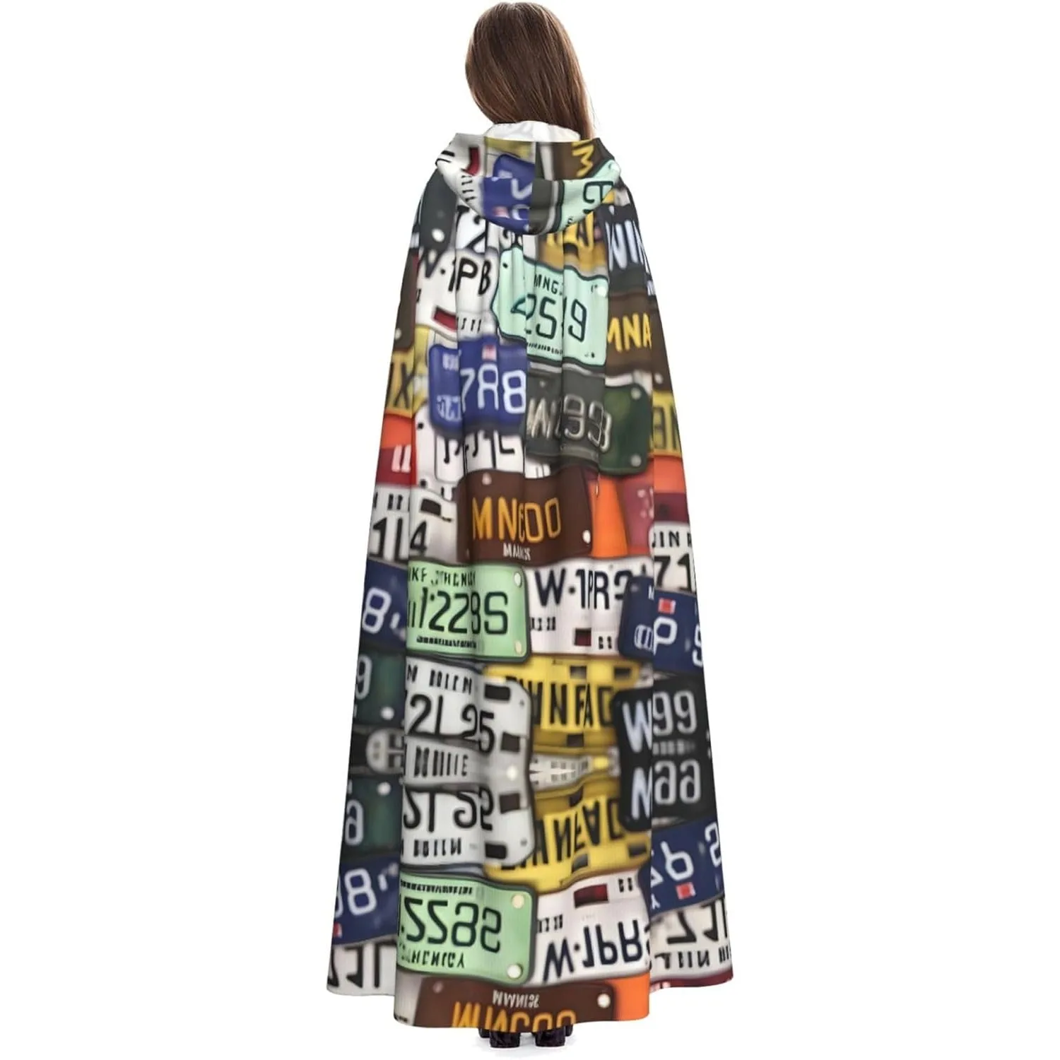 

Накидка с капюшоном и принтом номерного знака для взрослых, карнавальная фестивальная накидка, халат для косплея, костюм для вечеринки, готический карнавал