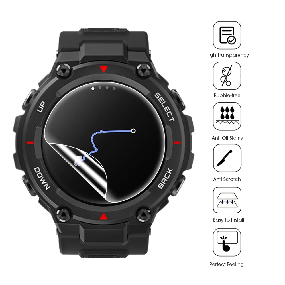 For Huami Amazfit T-Rex3/T-Rex 2/T-Rex Pro Smart Watch Screen Protector Soft Hydrogel Transparent Shockproof Film Not-Glass