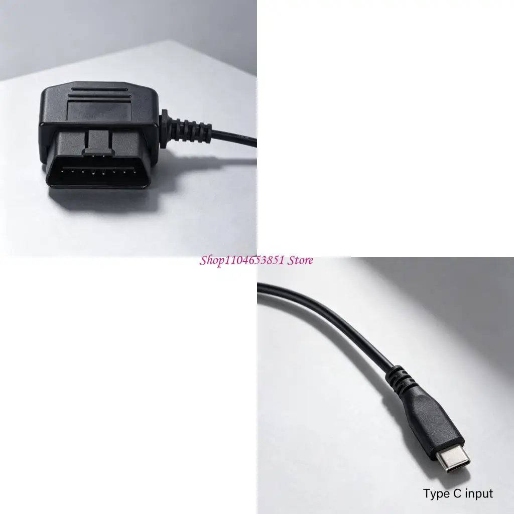12V Vehicle Battery Charging Cable with Type C Input and OBD Port 