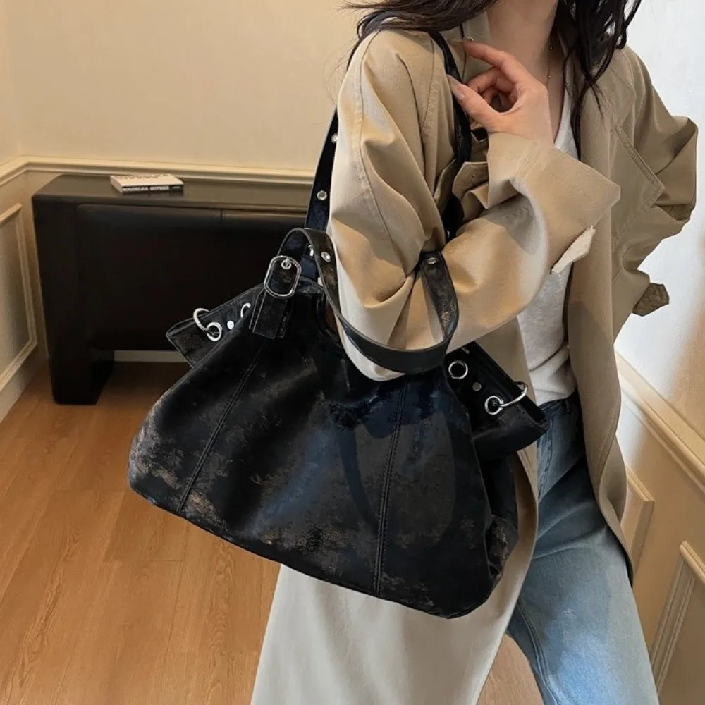 Cute Korean Style PU Tote Bag Solid Color PU Leather Large Capacity Handbag Large Capacity Bohemian Style Underarm Packs Girls