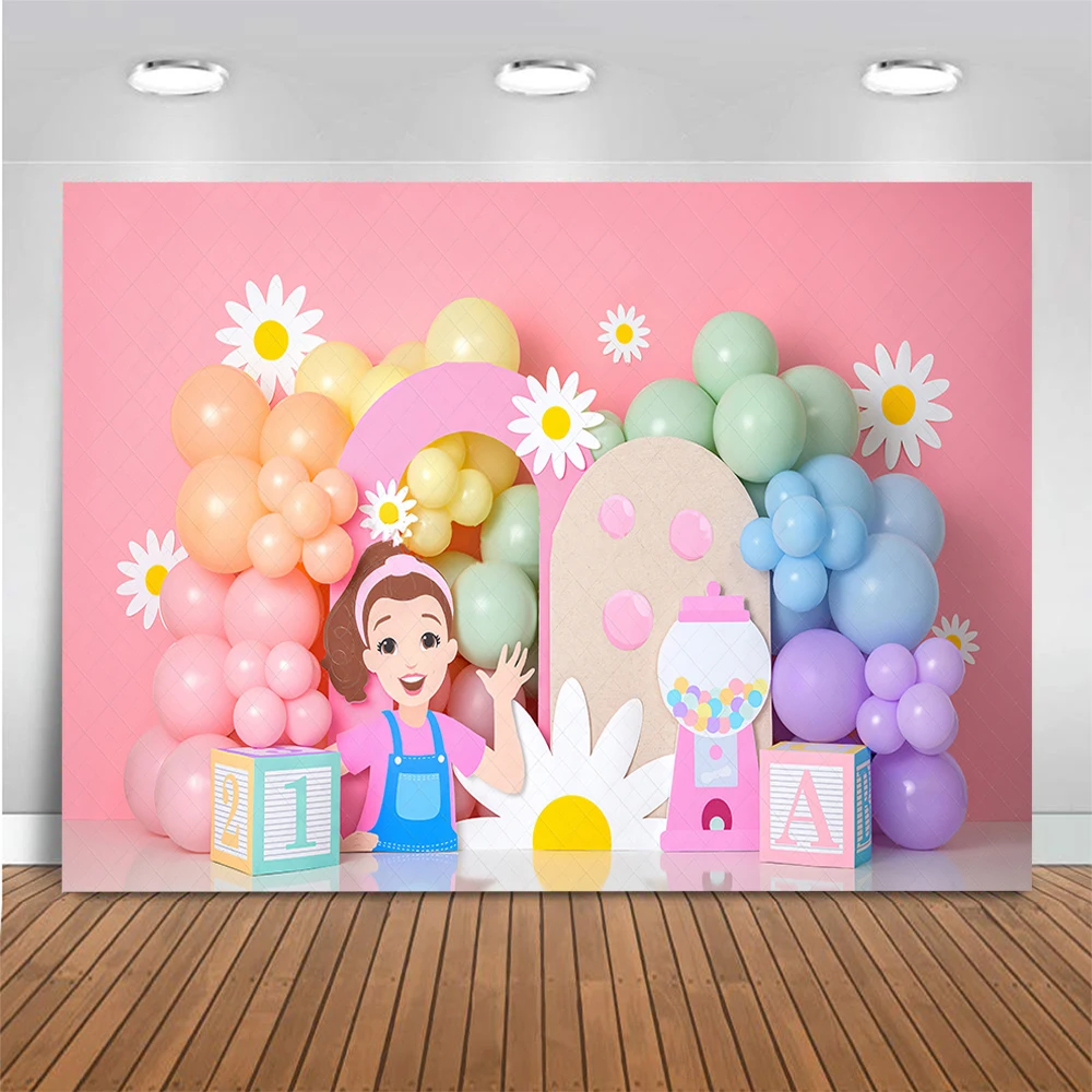 Sfondo Fotografico Vinile 2.2x1.5m Per Primo Compleanno – Arcobaleno E Palloncini Rosa, Per Cake Smash E Feste - 3