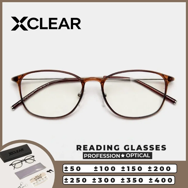 

XCLEAR Optical Anti Blue Ray Myopia Progressive Prescription Eyeglasses Reading Glasses Men Round Frame Ultralight Anti Glare HD