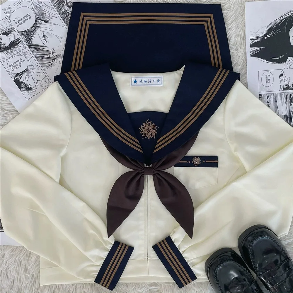 Japan Style Schoolgirl Sailor Seifuku Suits JK Basic Japanese School Uniform Korean Cosplay Costumes Women Cute Pleated Skirt